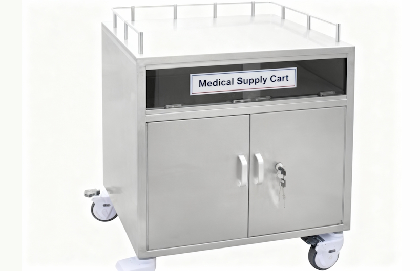 Jasa-Medical-Cart-Stainless-dengan-Rak-Adjustable-dan-Kunci-Keamanan-Teknostainless