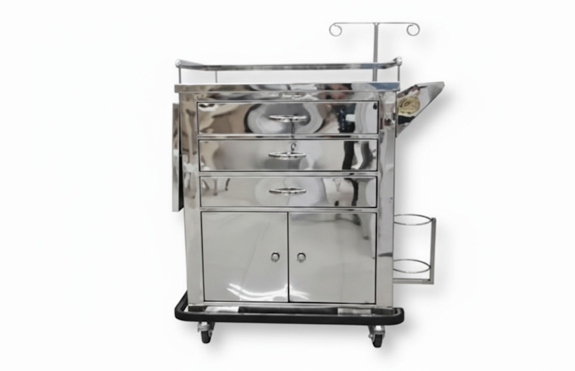 Jasa Medical Cart Stainless dengan Rak Adjustable dan Kunci Keamanan