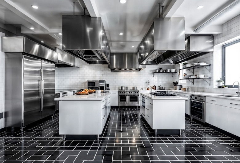 Produsen-Dapur-Stainless-Restoran-Lengkap-dengan-Meja-Kerja-Sink-3-Bowl-Rak-Besar-Kompor-Industri-Teknostainless